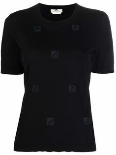 Fendi трикотажный топ с короткими рукавами