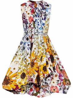Oscar de la Renta платье миди с объемной юбкой и цветочным принтом