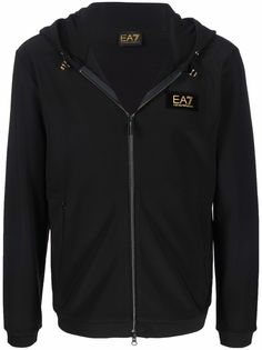 Ea7 Emporio Armani худи на молнии с нашивкой-логотипом