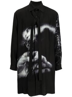 Yohji Yamamoto рубашка оверсайз с графичным принтом