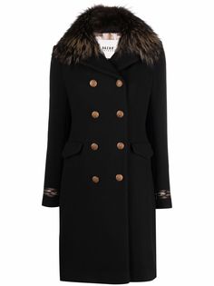 Bazar Deluxe двубортное пальто с меховым воротником