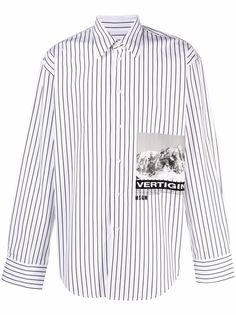 MSGM полосатая рубашка с логотипом
