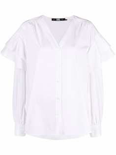 Karl Lagerfeld поплиновая блузка с оборками