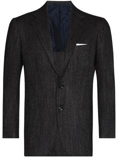 Kiton однобортный пиджак с узором в елочку