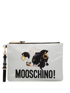 Moschino клатч на молнии с принтом