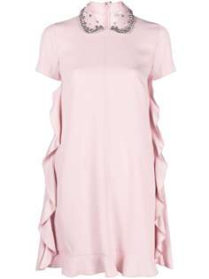 RED Valentino платье мини с кристаллами и оборками
