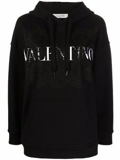 Valentino худи с кружевными вставками и логотипом