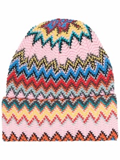 Missoni шерстяная шапка бини с узором зигзаг