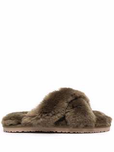 Mou cross-strap shearling slippers
