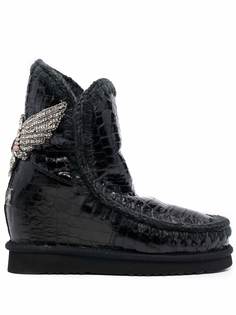 Mou embellished crocodile-effect boots