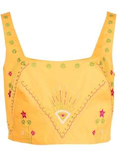 Le Sirenuse укороченный топ с вышивкой