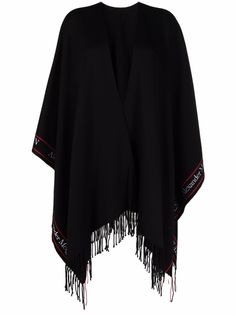 Alexander McQueen шарф-пончо с логотипом и бахромой