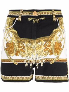 Versace джинсовые шорты с принтом Baroque