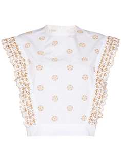Chloé укороченная блузка с английской вышивкой