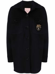 Ermanno Scervino шерстяное пальто с вышитым логотипом