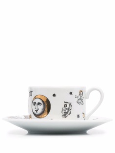 Fornasetti фарфоровая чашка и блюдце с узором