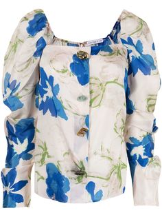 Rejina Pyo блузка с квадратным вырезом и цветочным принтом