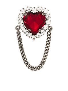 Alessandra Rich crystal-embellished heart brooch