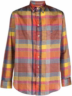 ETRO клетчатая рубашка с вышитым логотипом
