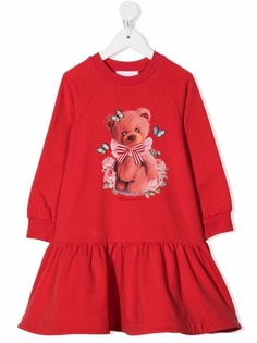 Monnalisa платье-толстовка с принтом Teddy Bear