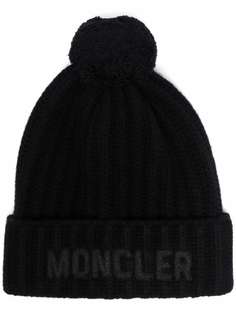 Moncler шерстяная шапка бини с помпоном