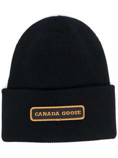 Canada Goose шапка бини с нашивкой-логотипом