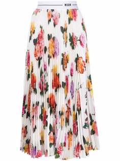 MSGM плиссированная юбка с цветочным принтом