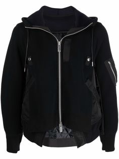 sacai panelled zip-up hoodie