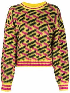 Versace monogram pattern crew-neck jumper