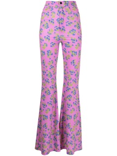 Natasha Zinko расклешенные брюки с цветочным принтом