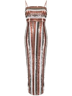 Rachel Gilbert полосатое платье на тонких бретелях с пайетками