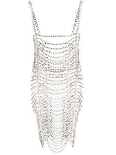 AREA драпированное платье с кристаллами