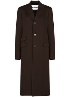 Jil Sander однобортное пальто с заостренными лацканами