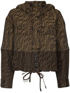 Fendi куртка с узором FF Vertigo и капюшоном
