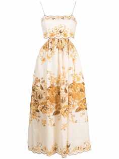 ZIMMERMANN льняное платье Aliane с цветочным принтом