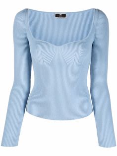 Elisabetta Franchi блузка в рубчик с длинными рукавами