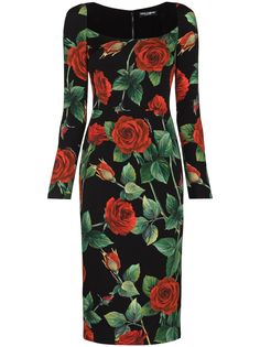 Dolce & Gabbana платье миди с длинными рукавами и принтом