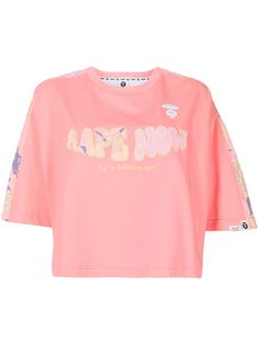 AAPE BY *A BATHING APE® укороченная футболка с вышитым логотипом