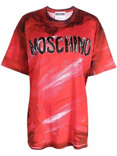Moschino футболка с принтом Brushstroke и логотипом
