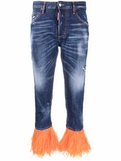 Dsquared2 укороченные джинсы с перьями