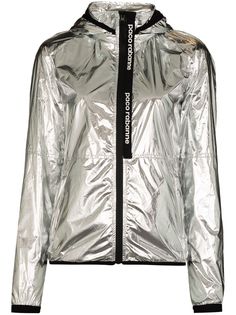 Paco Rabanne metallic-finish zip-up track jacket