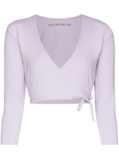 Live The Process tied wrap blouse