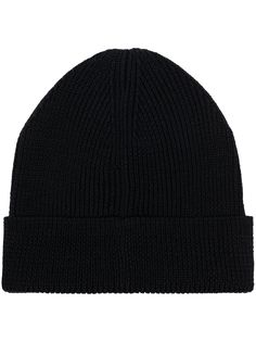 Y-3 square logo patch beanie hat