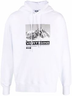 MSGM graphic-print cotton hoodie