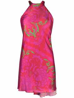 Pinko motif-print halterneck dress