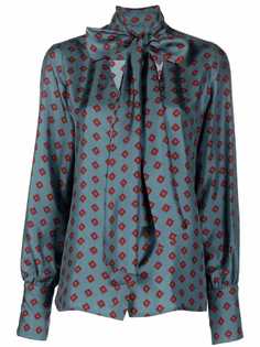 Alberto Biani pussy-bow geometric silk blouse