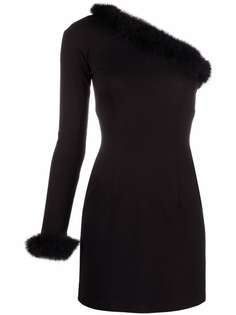 Amen feather-embellished one-shoulder dress Amen.