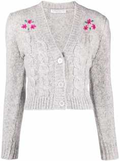 Alessandra Rich floral embroidery cropped cardigan
