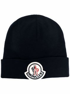 Moncler logo-patch wool beanie