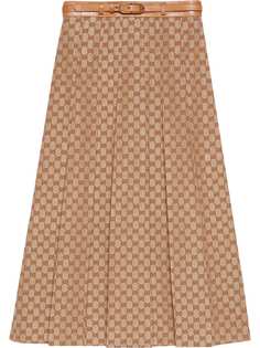Gucci плиссированная юбка с узором GG